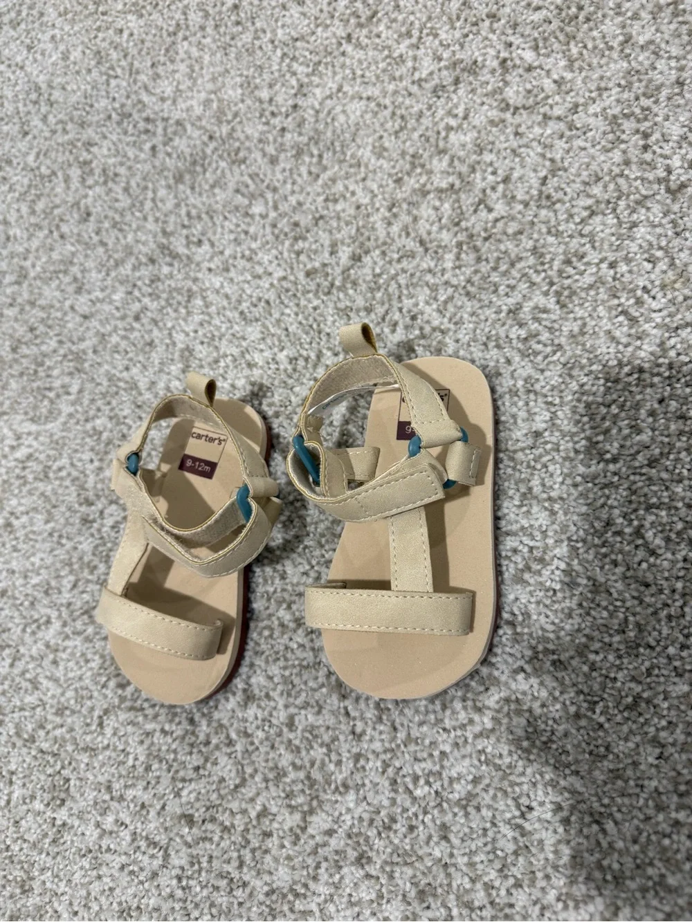 Carter's Tan Toddler Sandals with Teal Accents